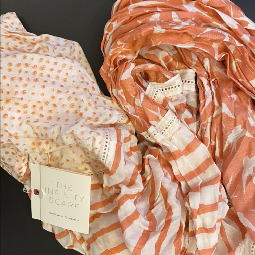 Dark coral and white LOFT Infinity Scarf